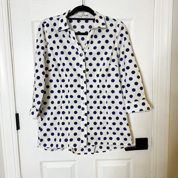 Tyler‎ Boe Polka Dot Button Front Top Womens Size 4 - Picture 1 of 6